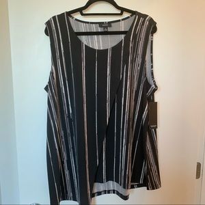 NWT Womens Plus Size Alfani Black & White Tank Top Blouse 2X